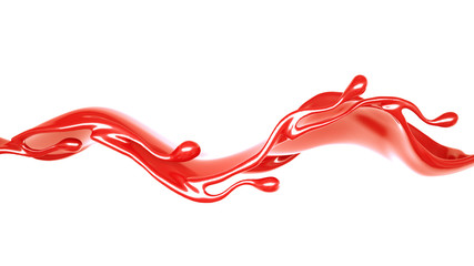 Splash of thick red fluid. 3d illustration, 3d rendering.