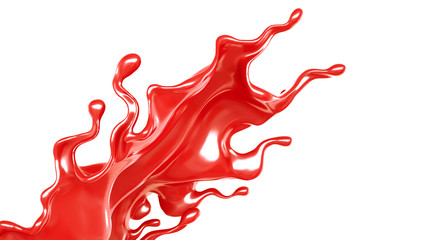 Splash of thick red fluid. 3d illustration, 3d rendering.