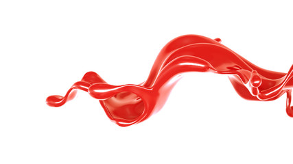 Splash of thick red fluid. 3d illustration, 3d rendering.