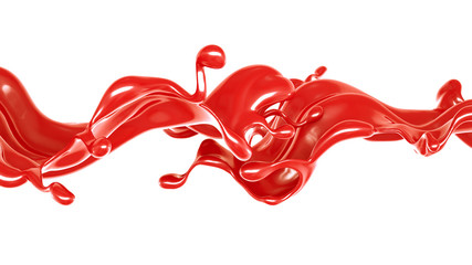Splash of thick red fluid. 3d illustration, 3d rendering.