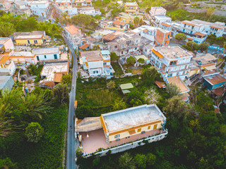 mediterranean buildings in orange colors from a drone viewmediterranean buildings in orange colors from a drone view