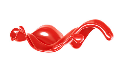 Splash of thick red fluid. 3d illustration, 3d rendering.