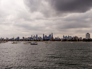 View of St Kilda and pleaseure yachts from St Kilda tourist pier, St Kilda, Melbourne, South Australia