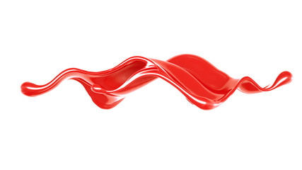 Splash of thick red fluid. 3d illustration, 3d rendering.