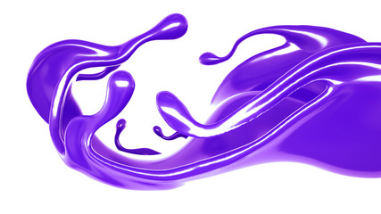 Splash of thick purple liquid. 3d illustration, 3d rendering.