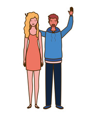 couple of people standing on white background