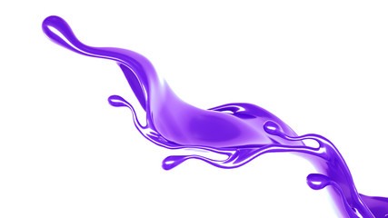 Splash of thick purple liquid. 3d illustration, 3d rendering.