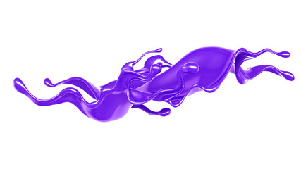 Splash of thick purple liquid. 3d illustration, 3d rendering.