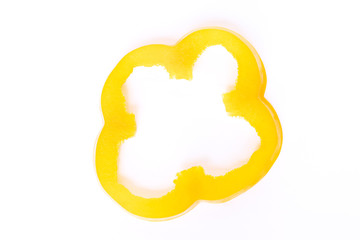 Slices of bell pepper isolated on white background.