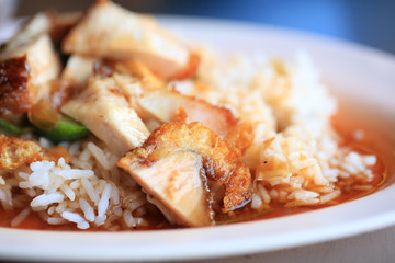 Close up Rice crispy pork
