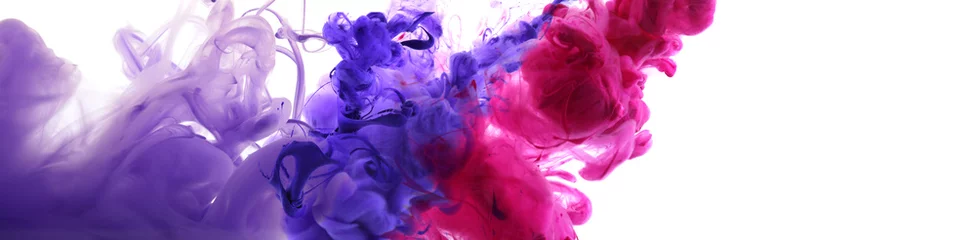 Türaufkleber Acrylfarben in Wasser. Tintenfleck. Abstrakter weißer Hintergrund. © Liliia
