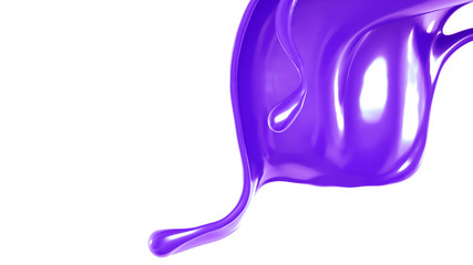 Splash of thick purple liquid. 3d illustration, 3d rendering.