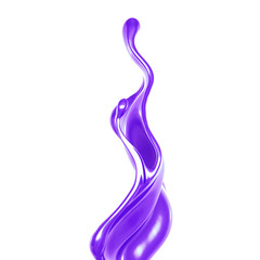 Splash of thick purple liquid. 3d illustration, 3d rendering.