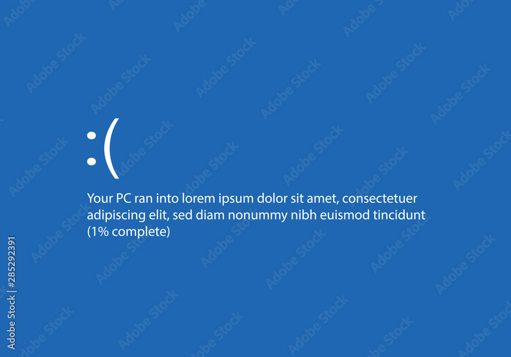 Wall mural blue screen with operating system error message