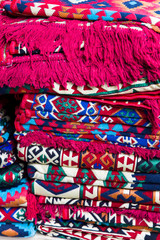 Assortment of ancient homemade turkish oriental carpets