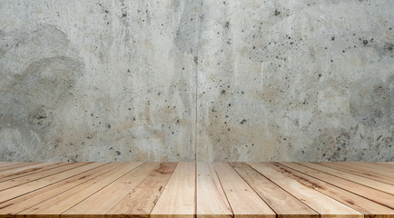 Old Cement Wall and wooden floor Backgrounds,for display products.