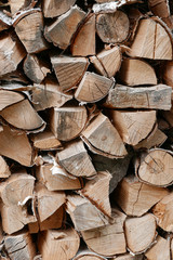 Beautiful stack of firewood as a background