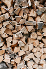 Beautiful stack of firewood as a background