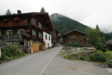 Fototapeta na wymiar Swiss Village Davos Monstein, wooden houses