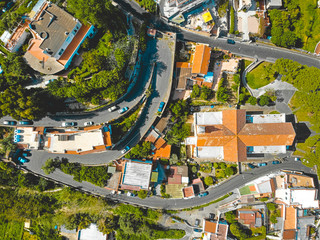 curved street from the drone view with some small housescurved street from the drone view with some small houses