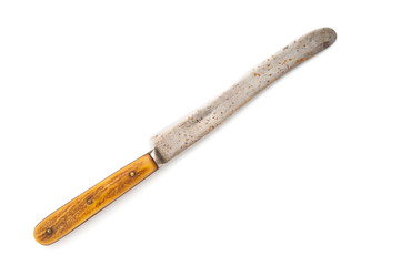 Antique knife close up on white background