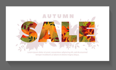 Autumn sale background layout decorate with leaves for shopping sale or promo poster and frame leaflet or web banner.Vector illustration template.