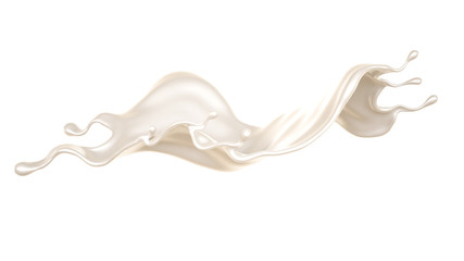 Splash of thick white liquid, milk. 3d illustration, 3d rendering.