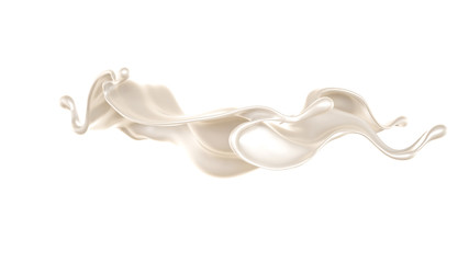 Splash of thick white liquid, milk. 3d illustration, 3d rendering.