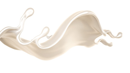 Splash of thick white liquid, milk. 3d illustration, 3d rendering.
