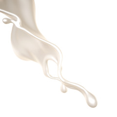 Splash of thick white liquid, milk. 3d illustration, 3d rendering.