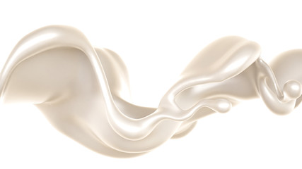 Splash of thick white liquid, milk. 3d illustration, 3d rendering.