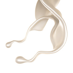 Splash of thick white liquid, milk. 3d illustration, 3d rendering.