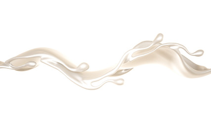 Splash of thick white liquid, milk. 3d illustration, 3d rendering.