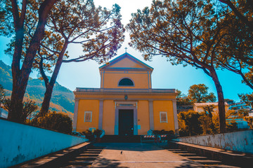 orange church building at ischia, italyorange church building at ischia, italy