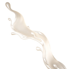 Splash of thick white liquid, milk. 3d illustration, 3d rendering.