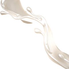 Splash of thick white liquid, milk. 3d illustration, 3d rendering.