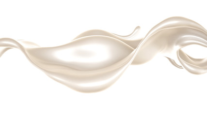 Splash of thick white liquid, milk. 3d illustration, 3d rendering.