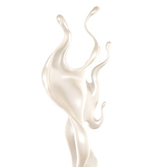 Splash of thick white liquid, milk. 3d illustration, 3d rendering.
