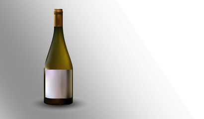 Isolated wine bottle template mock-up with copy-space. 