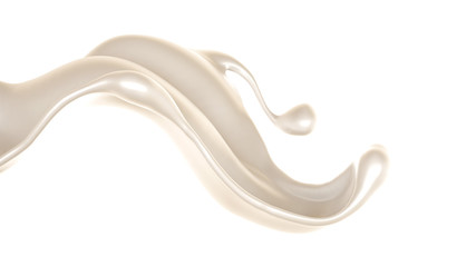 Splash of thick white liquid, milk. 3d illustration, 3d rendering.