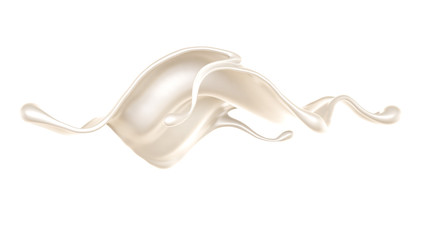 Splash of thick white liquid, milk. 3d illustration, 3d rendering.