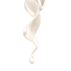 Splash of thick white liquid, milk. 3d illustration, 3d rendering.