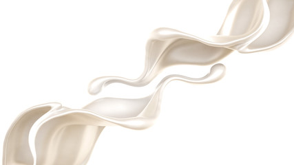 Splash of thick white liquid, milk. 3d illustration, 3d rendering.