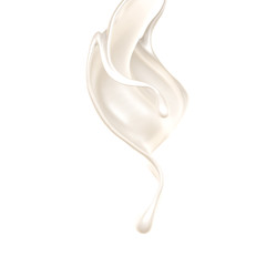Splash of thick white liquid, milk. 3d illustration, 3d rendering.