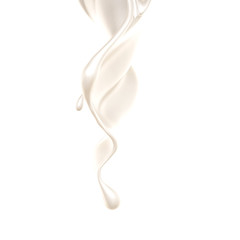 Splash of thick white liquid, milk. 3d illustration, 3d rendering.