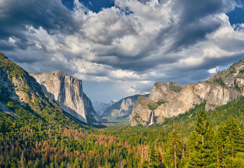 Yosemite National Park Valley summer landscape from Tunnel View. California, USA.