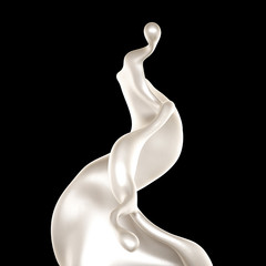 Splash of thick white liquid, milk. 3d illustration, 3d rendering.