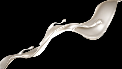 Splash of thick white liquid, milk. 3d illustration, 3d rendering.