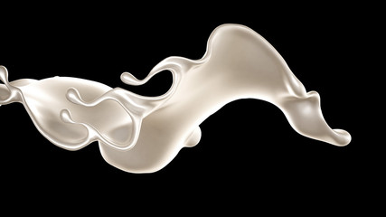 Splash of thick white liquid, milk. 3d illustration, 3d rendering.