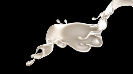 Splash of thick white liquid, milk. 3d illustration, 3d rendering.